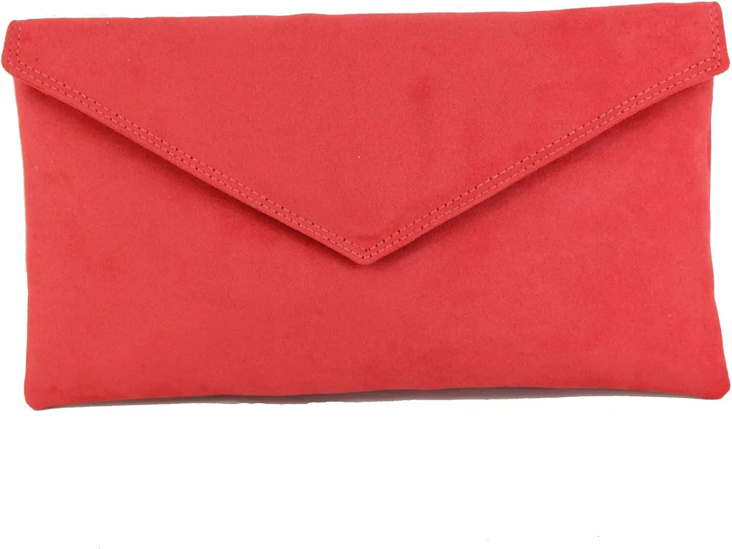 LONI Womens Neat Envelope Faux Suede Clutch Bag/Shoulder Bag