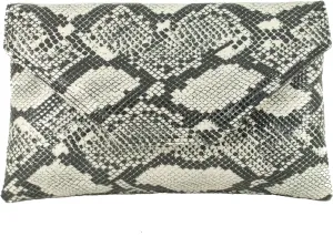 LONI Womens Stylish Large Envelope Faux Snakeskin Clutch Bag/Shoulder Bag