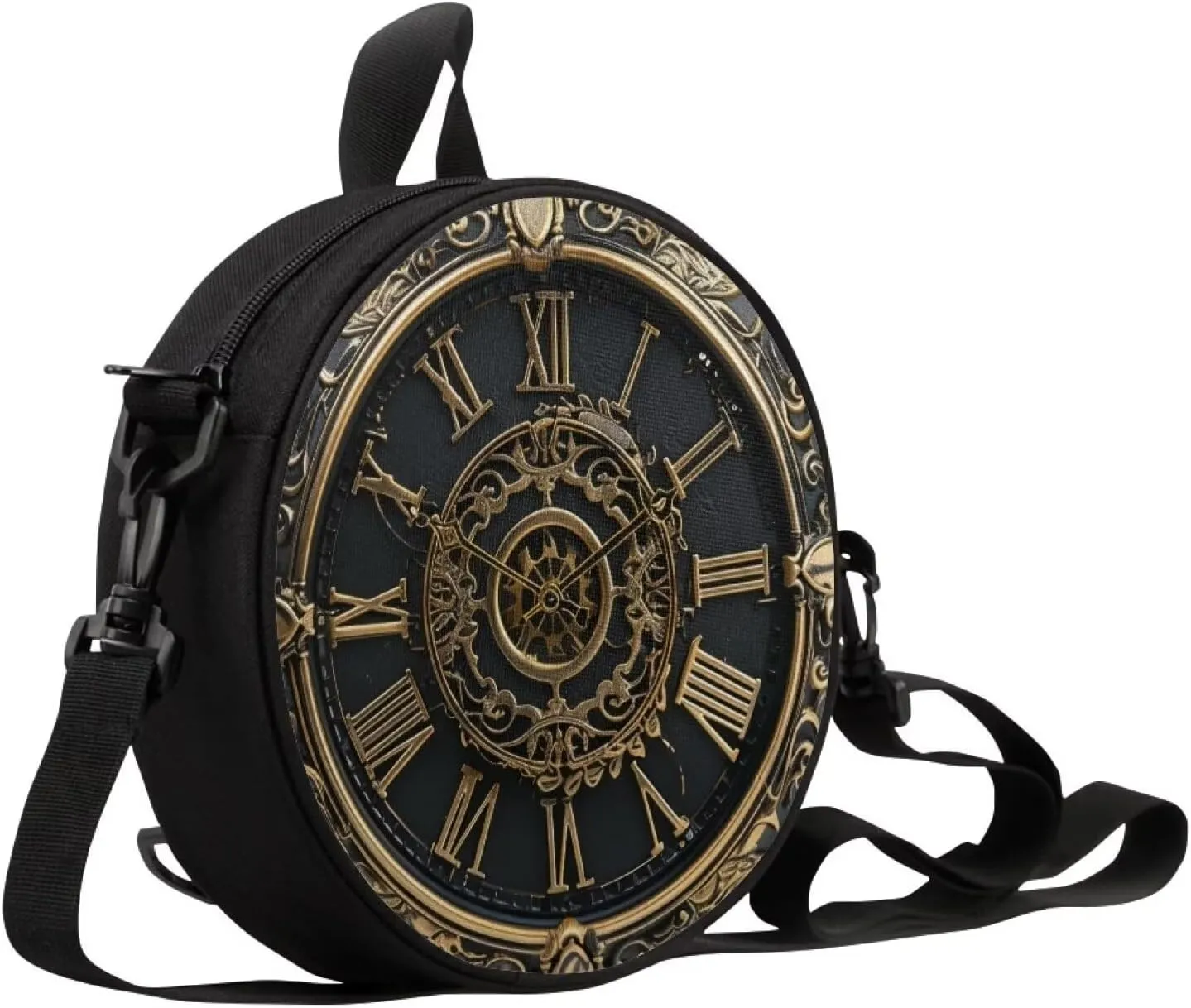 Lotusorchid Clock Print Round Crossbody Purse for Women Circle Bag Small Round Shoulder Purse (Not Real Clock)
