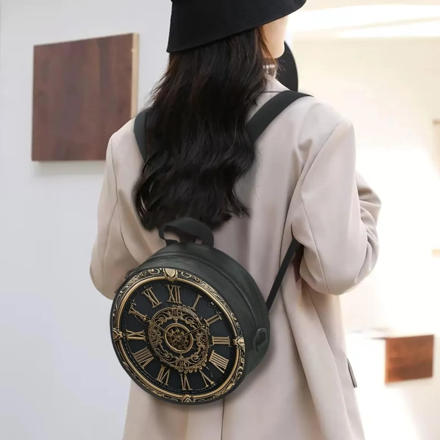 Lotusorchid Clock Print Round Crossbody Purse for Women Circle Bag Small Round Shoulder Purse (Not Real Clock)