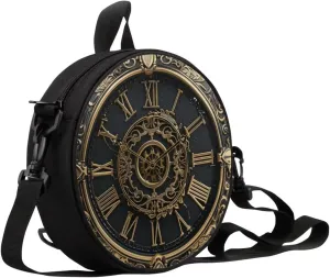 Lotusorchid Clock Print Round Crossbody Purse for Women Circle Bag Small Round Shoulder Purse (Not Real Clock)
