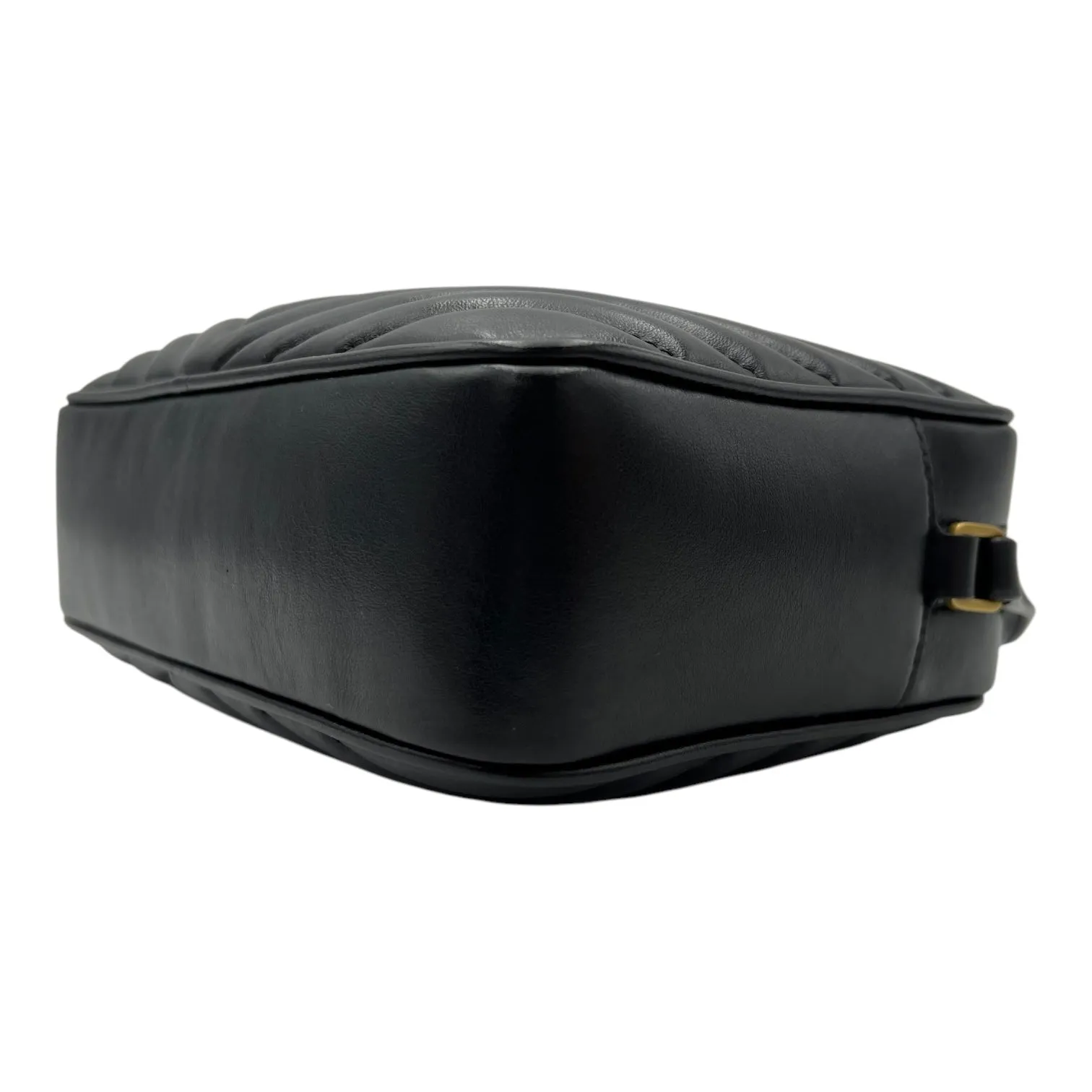 Lou Camera Black Crossbody Bag in Calfskin, Gold hardware