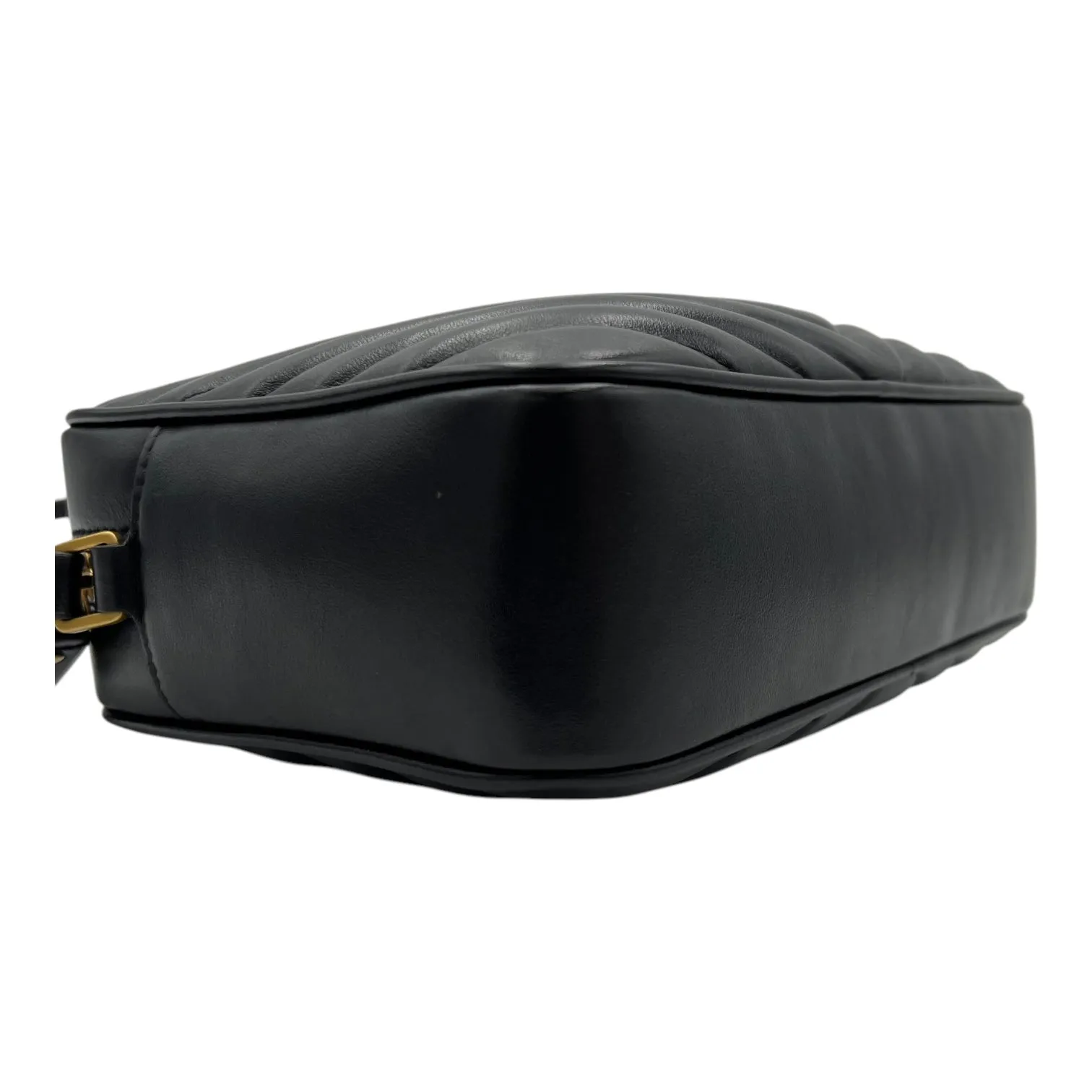 Lou Camera Black Crossbody Bag in Calfskin, Gold hardware