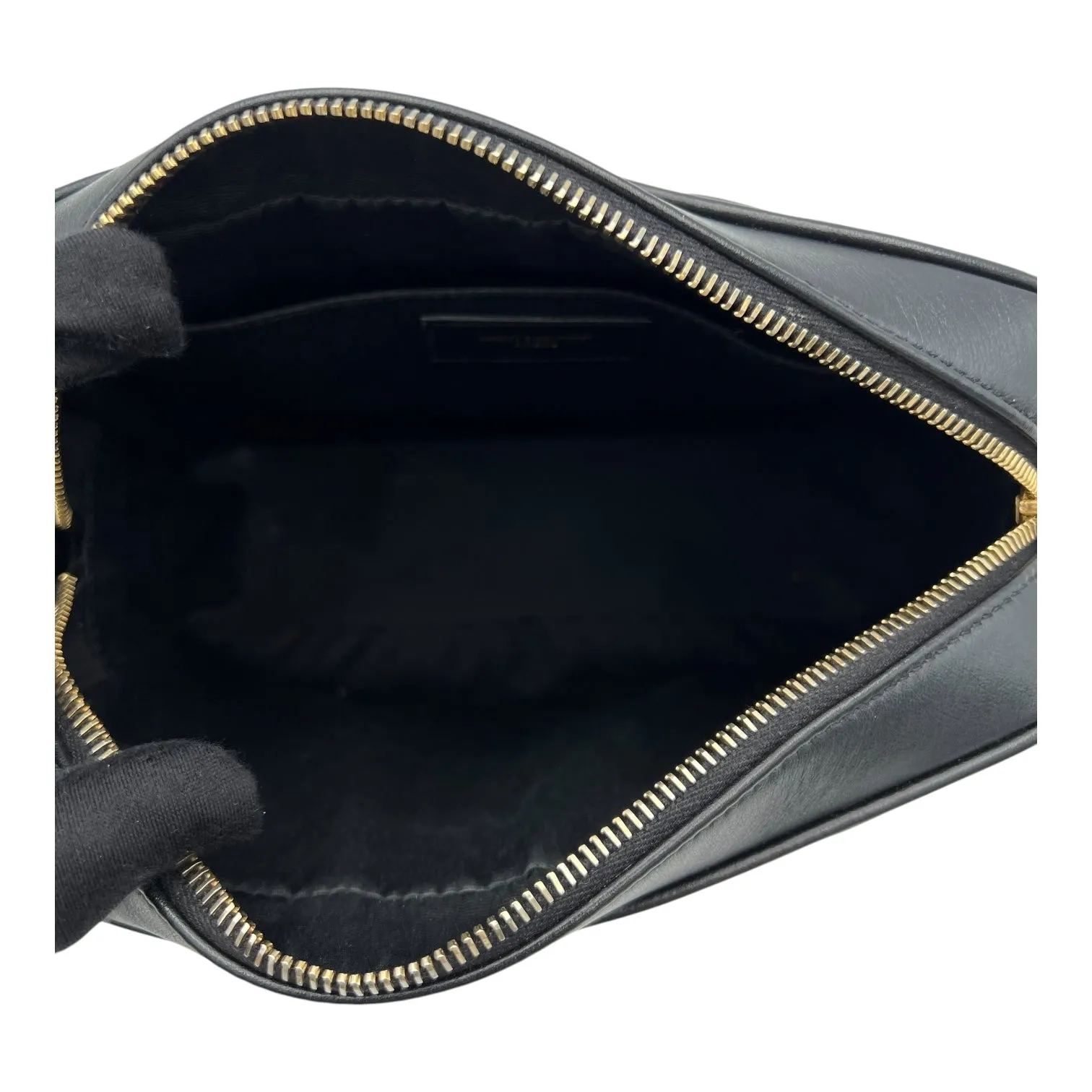 Lou Camera Black Crossbody Bag in Calfskin, Gold hardware