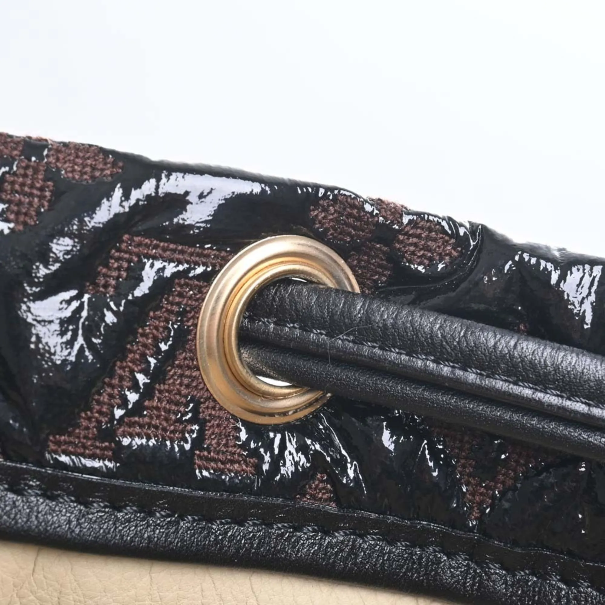LOUIS VUITTON Monogram Envinil Squeech Shoulder Bag M95259 Black/Brown Women's