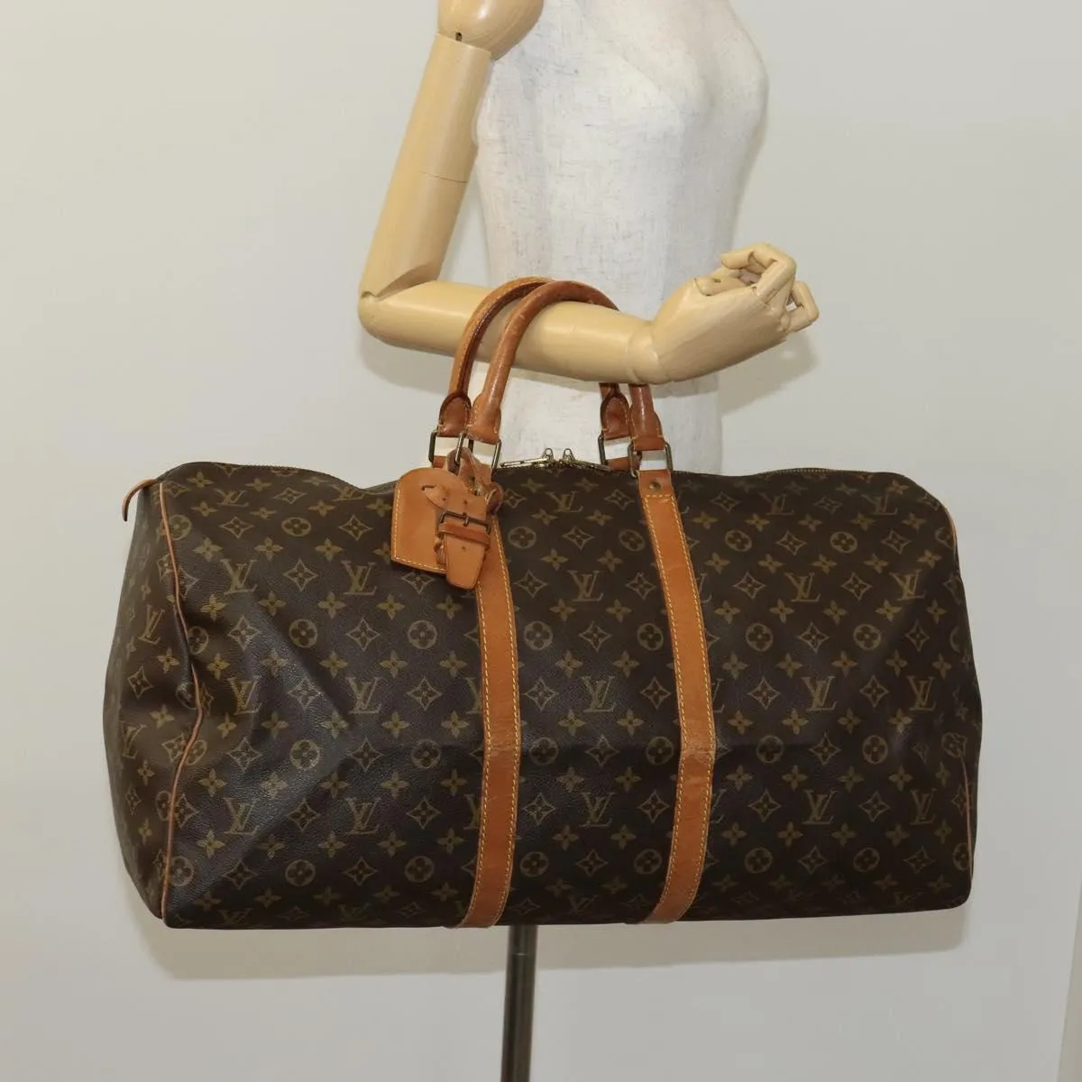 LOUIS VUITTON Monogram Keepall 55 Boston Bag M41424 LV Auth 113019