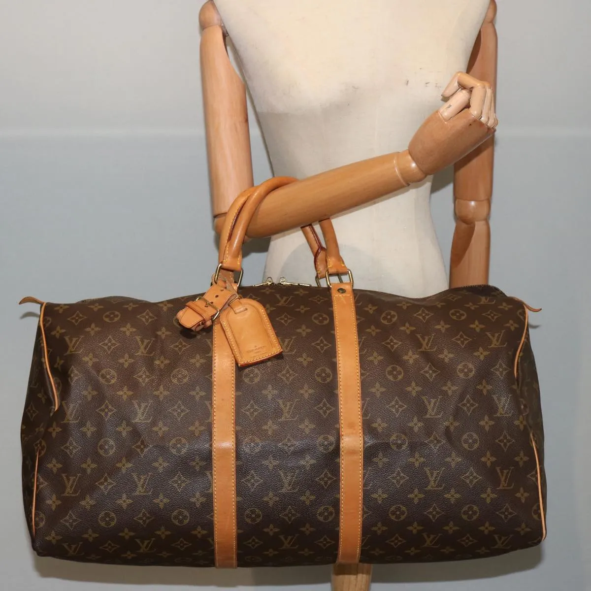 LOUIS VUITTON Monogram Keepall 55 Boston Bag M41424 LV yk12021