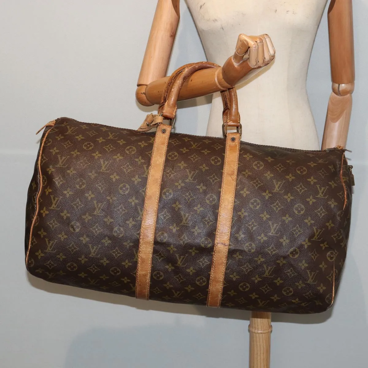 LOUIS VUITTON Monogram Keepall 55 Boston Bag Vintage M41424 LV hk1527