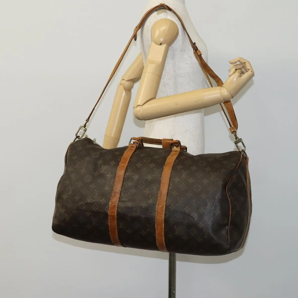 LOUIS VUITTON Monogram Keepall Bandouliere 50 Boston Bag M41416 LV Auth am7981
