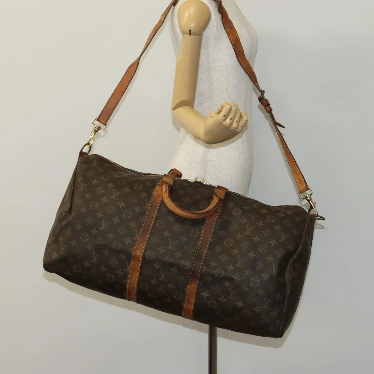 LOUIS VUITTON Monogram Keepall Bandouliere 55 Boston Bag M41414 LV Auth 113023