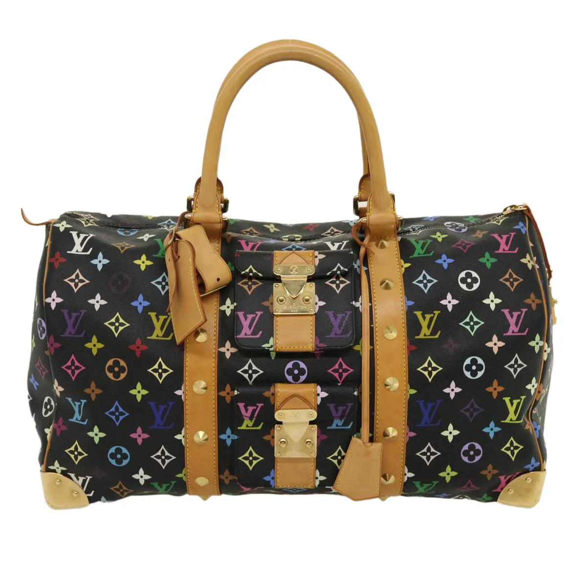 LOUIS VUITTON Monogram Multicolor Keepall 45 Boston Bag Black M92640 29945S