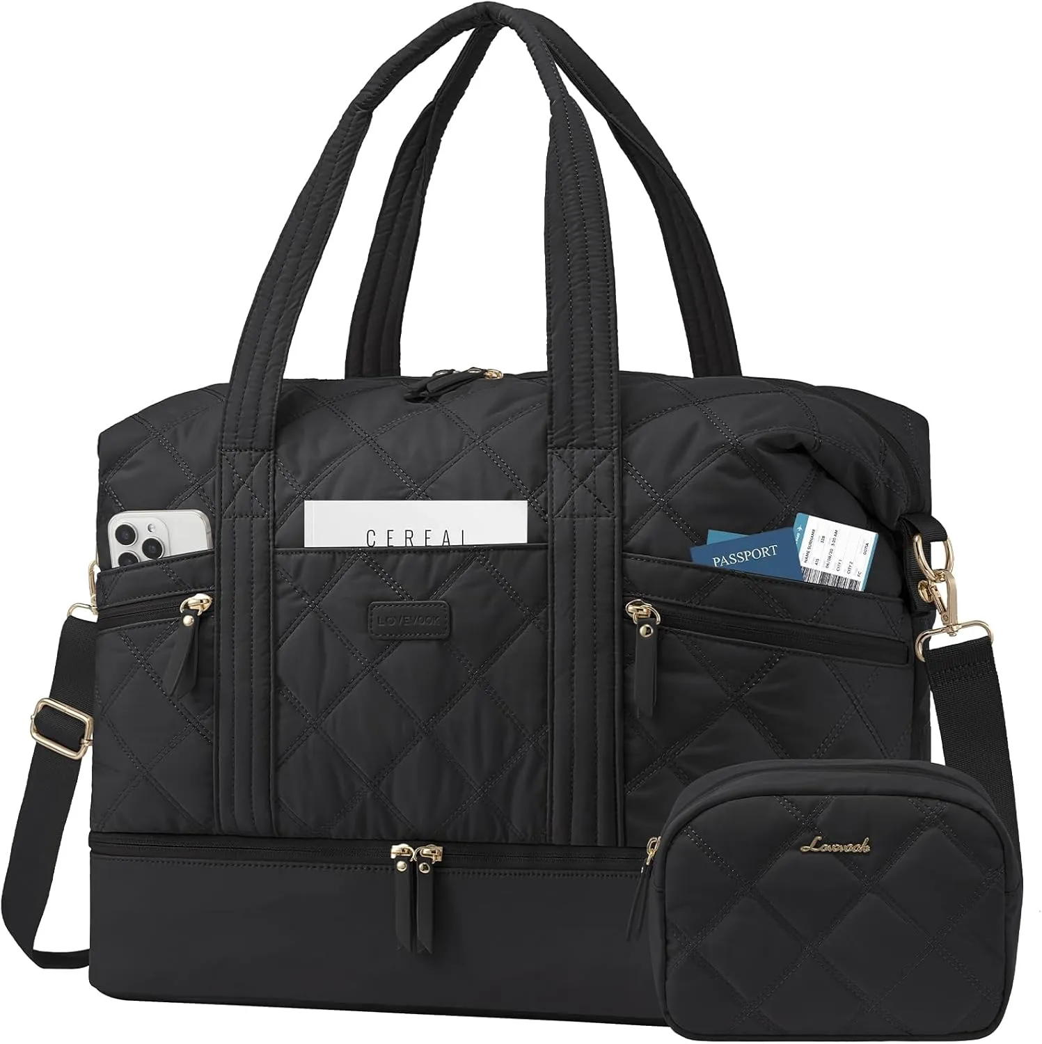 LOVEVOOK Extra Large Travel Duffle Bag, 56L Lightweight Weekender Bags for Women with Shoe Compartment, Personal Item Travel Bag Carry On Overnight Bags for Women, Hospital Bag for Labor and Delivery