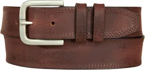 Lucky Brand Men's Stitched Leather Belt | Classic | Casual | Dress | Everyday | Western | American Heritage | Genuine Leather | Metal Buckle