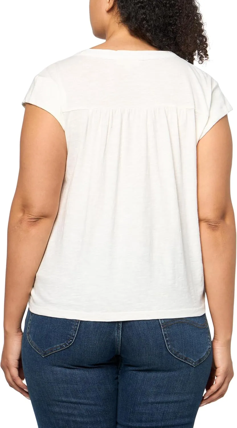 Lucky Brand Women's Lace Trimmed Henley Tee