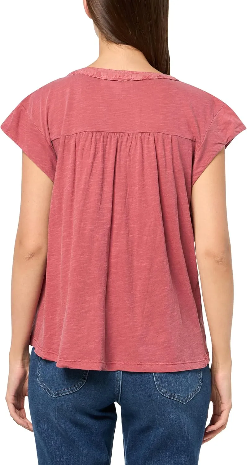 Lucky Brand Women's Lace Trimmed Henley Tee