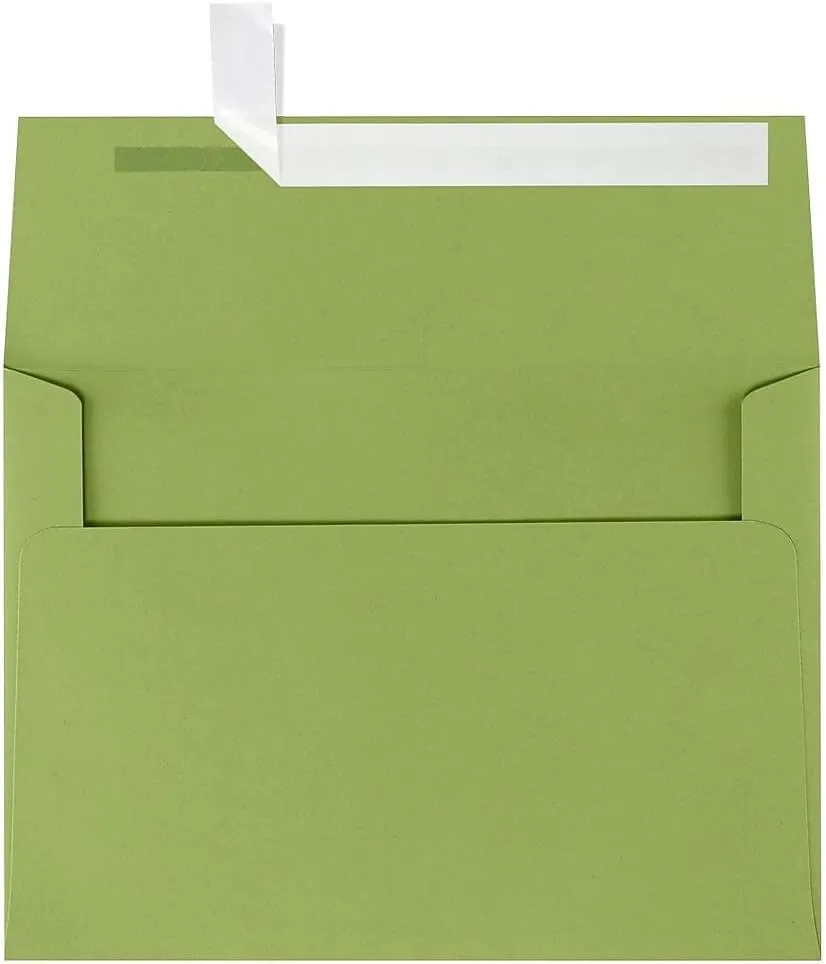 LUXPaper A7 Invitation Envelopes | Peel & Press | 5 1/4" x 7 1/4" | Avocado Green | 70lb. Text | 50 Qty