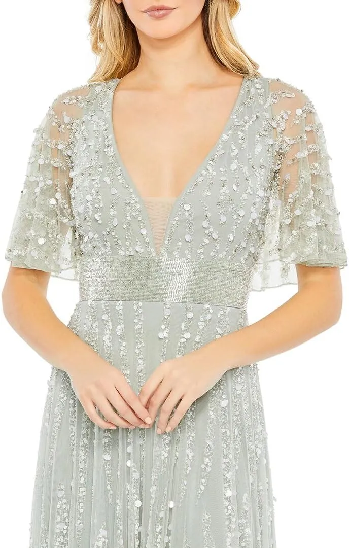 Mac Duggal Womens Embellished lllusion Evening Dress