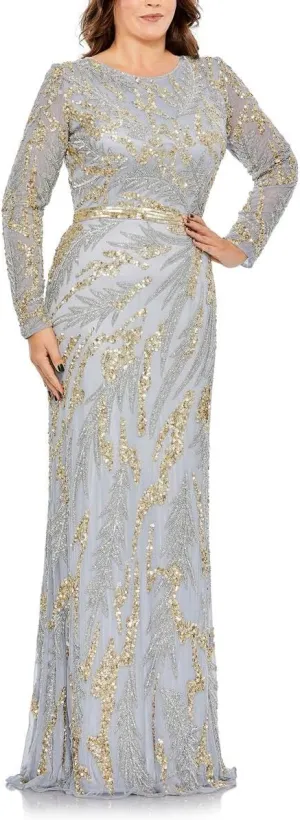 Mac Duggal Womens Embellished Mesh Evening Dress