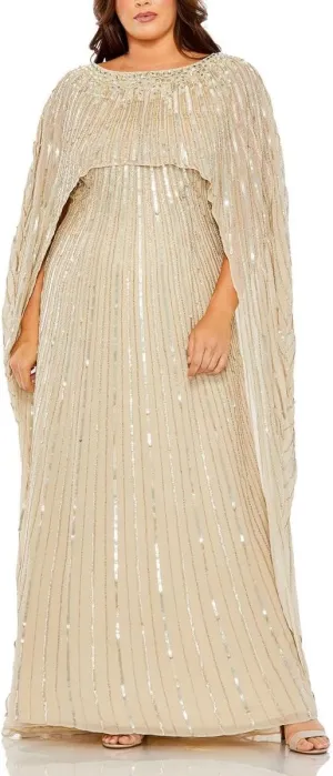 Mac Duggal Womens Georgette Embellished Evening Dress