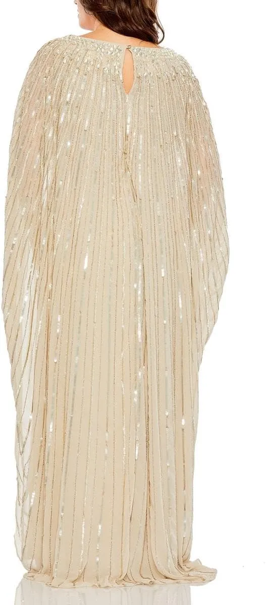 Mac Duggal Womens Georgette Embellished Evening Dress