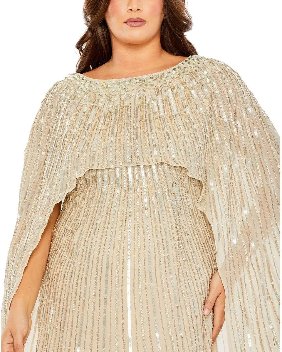 Mac Duggal Womens Georgette Embellished Evening Dress