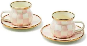 MACKENZIE-CHILDS Rosy Check Espresso Cup & Saucer Set