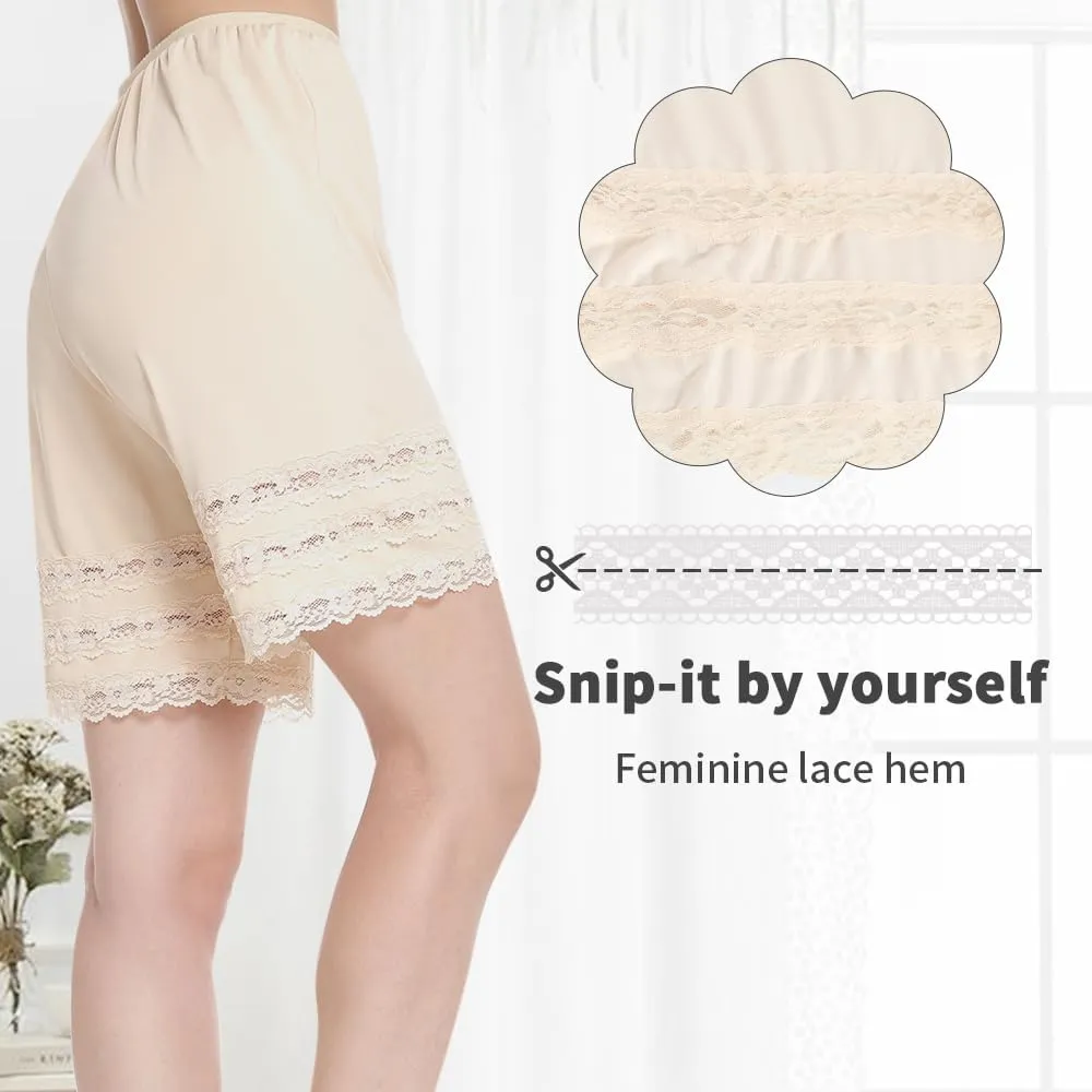 MANCYFIT Half Slip Shorts Culotte for Women Split Skirt Lace Pettipants Snip 7-9” Inseam