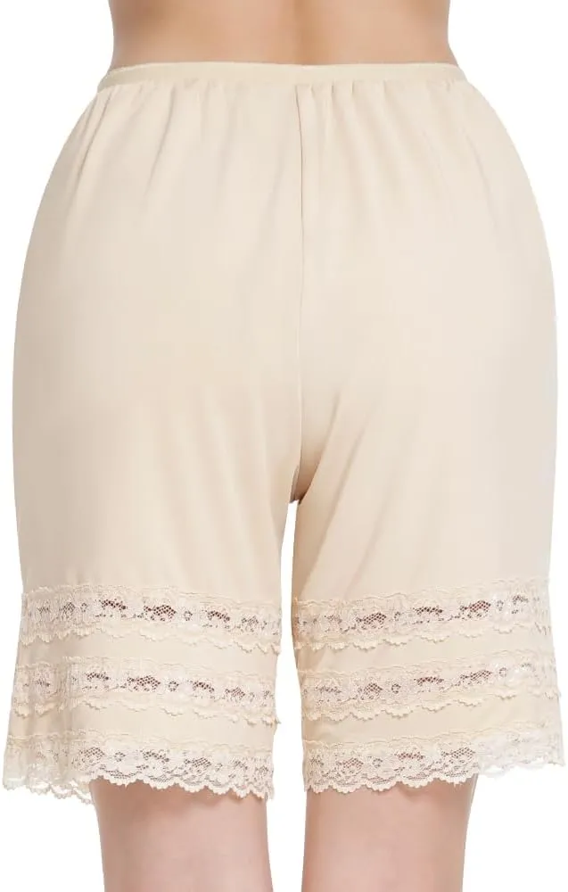 MANCYFIT Half Slip Shorts Culotte for Women Split Skirt Lace Pettipants Snip 7-9” Inseam