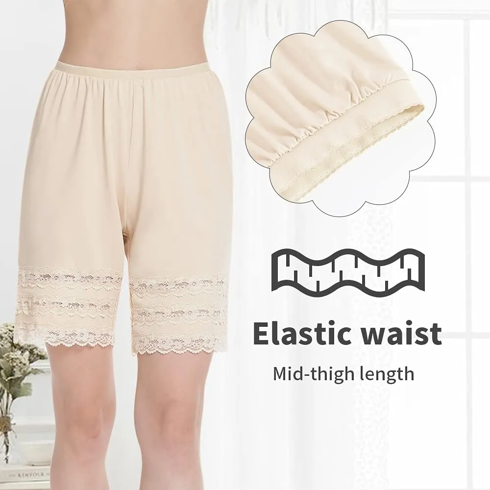 MANCYFIT Half Slip Shorts Culotte for Women Split Skirt Lace Pettipants Snip 7-9” Inseam