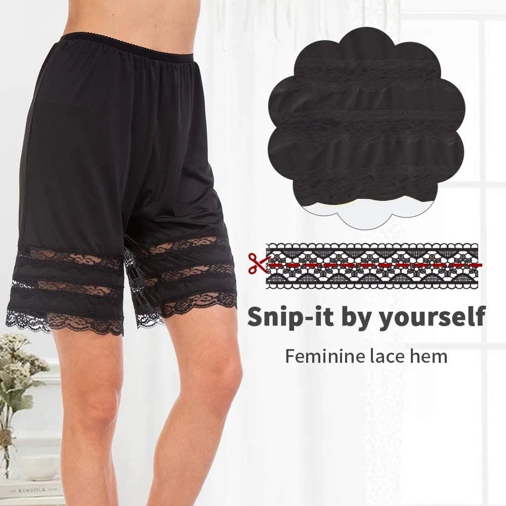 MANCYFIT Half Slip Shorts Culotte for Women Split Skirt Lace Pettipants Snip 7-9” Inseam