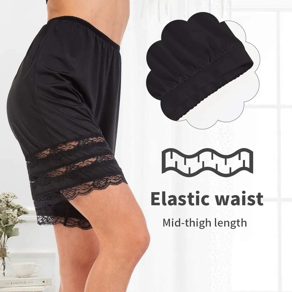 MANCYFIT Half Slip Shorts Culotte for Women Split Skirt Lace Pettipants Snip 7-9” Inseam