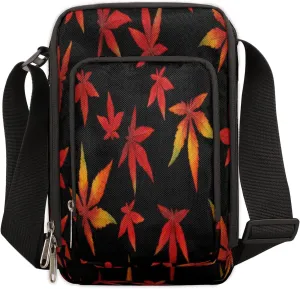 Maple Leaves Small Crossbody Bags for Women Trendy Cross Body Phone Purse Wallet Red Mens Travel Crossbody Bag Side Shoulder Bag
