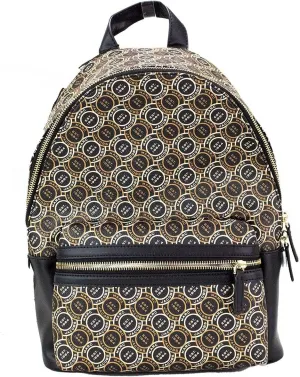 Marc Jacobs Signet Medium Black Logo Printed Leather Shoulder Backpack Bookbag