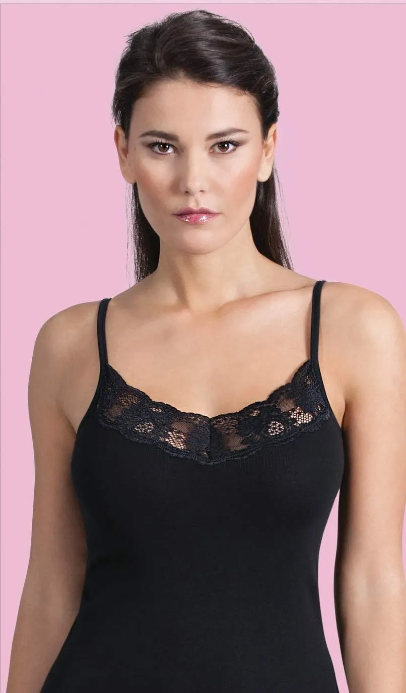 Mare ® Luxury 100% Mako Cotton Women's Lace-Trimmed Camisole. Proudly Made in Italy.