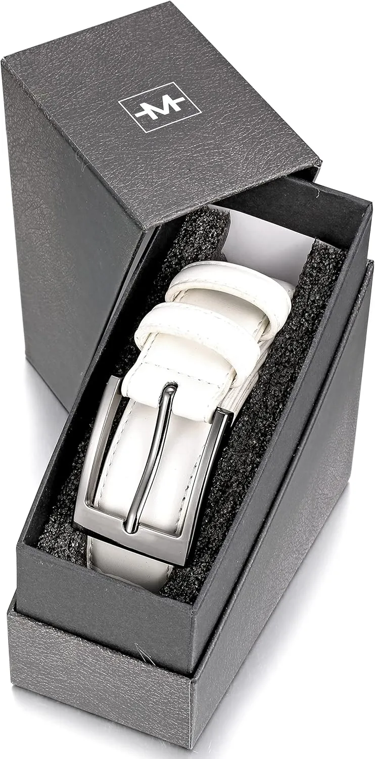 Marino’s Men Genuine Leather Dress Belt with Single Prong Buckle