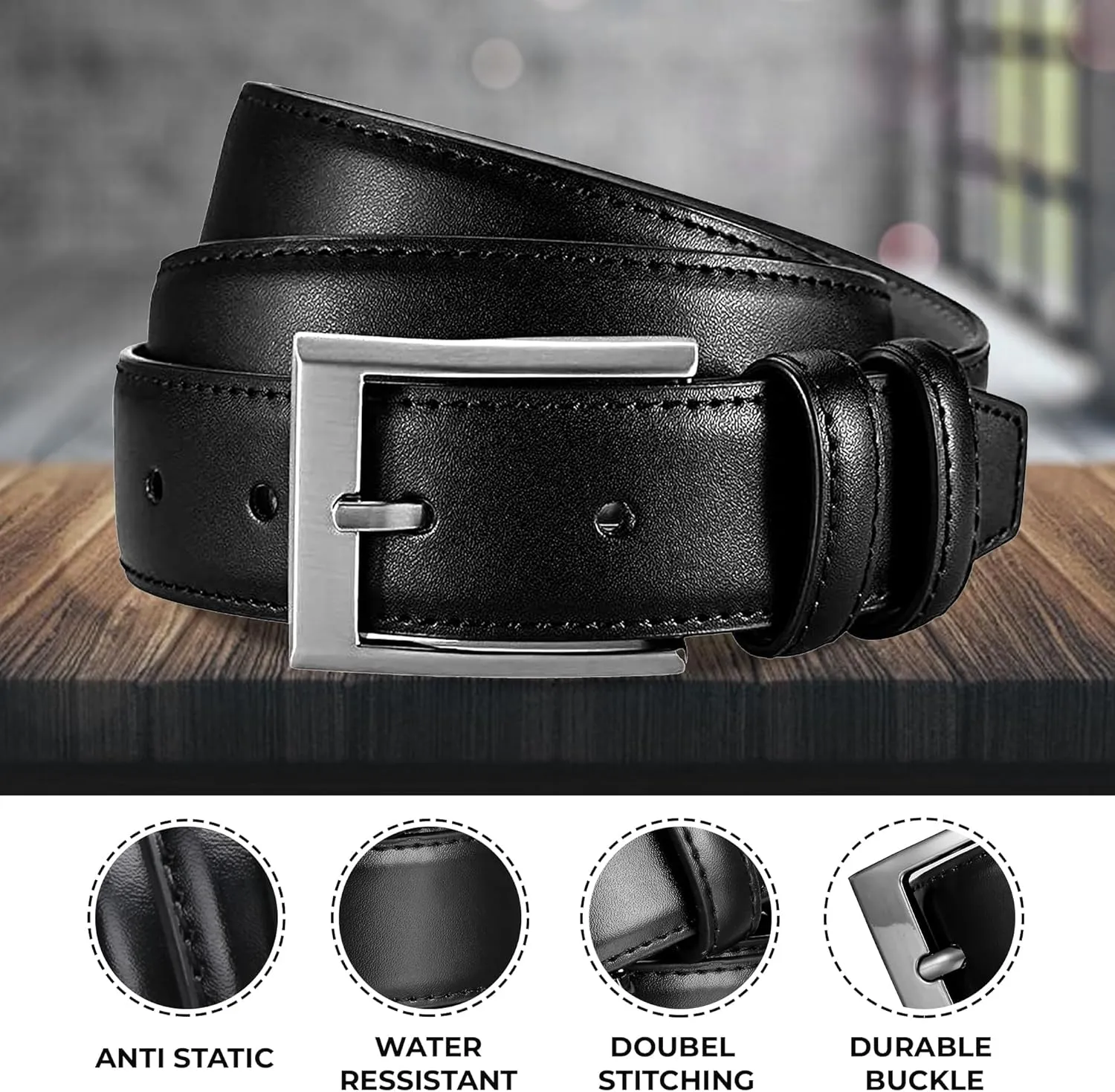 Marino’s Men Genuine Leather Dress Belt with Single Prong Buckle