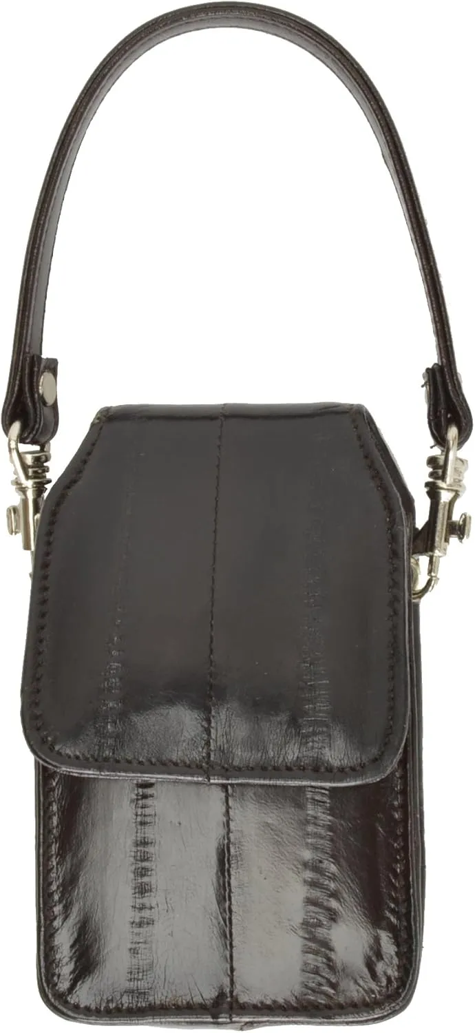 MARSHAL Eelskin Soft Leather Cell Phone Pouch with Strap