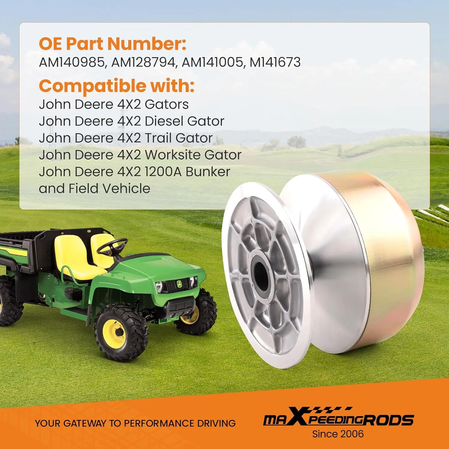 maXpeedingrods AM140985 Primary Drive Clutch for John Deere 4x2 Gators, Diesel Gator, Worksite Gator, Trail Gator, 1200A Bunker and Field Vehicle, Replaces AM141005 AM128794