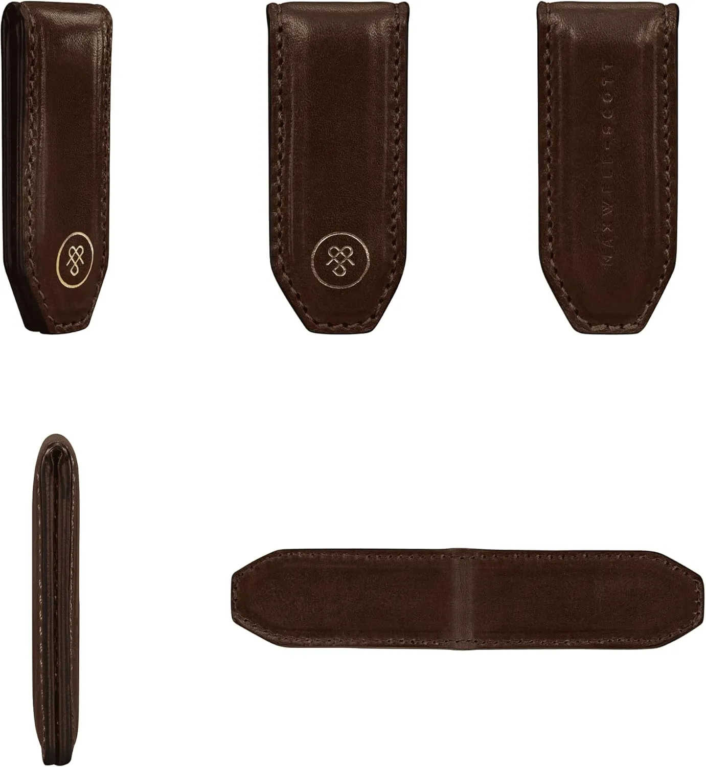 Maxwell Scott - Mens Luxury Leather Magnetic Money Clip - Handmade from Premium Italian Full Grain Hides - The Pesaro