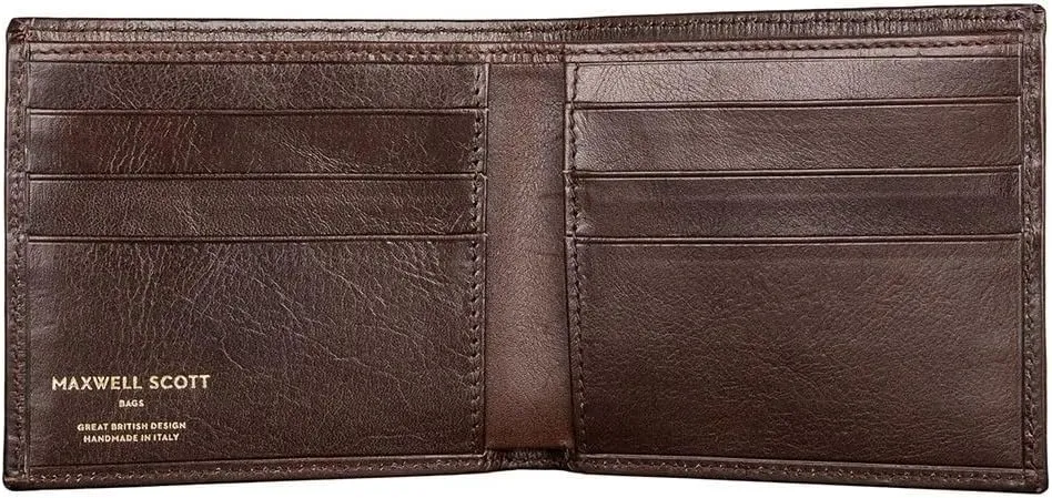 Maxwell Scott - Personalized Luxury Leather RFID Billfold Wallet for Men - Handmade in Italy - The Vittore RFID Dark Brown