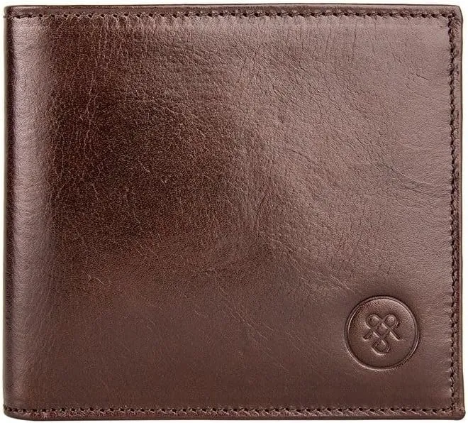 Maxwell Scott - Personalized Luxury Leather RFID Billfold Wallet for Men - Handmade in Italy - The Vittore RFID Dark Brown