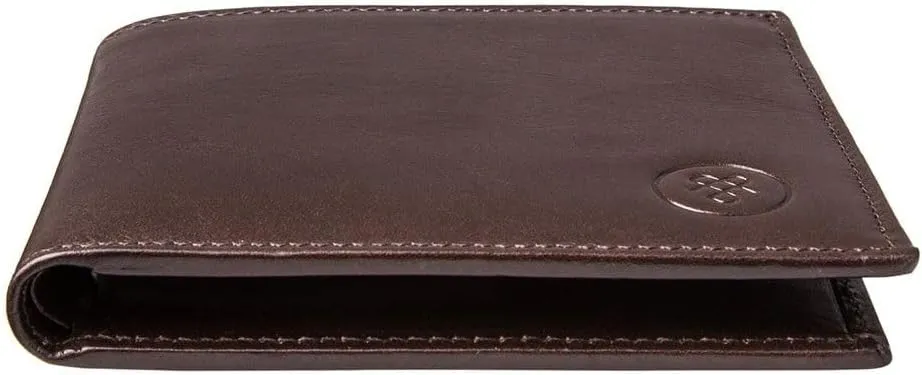 Maxwell Scott - Personalized Luxury Leather RFID Billfold Wallet for Men - Handmade in Italy - The Vittore RFID Dark Brown