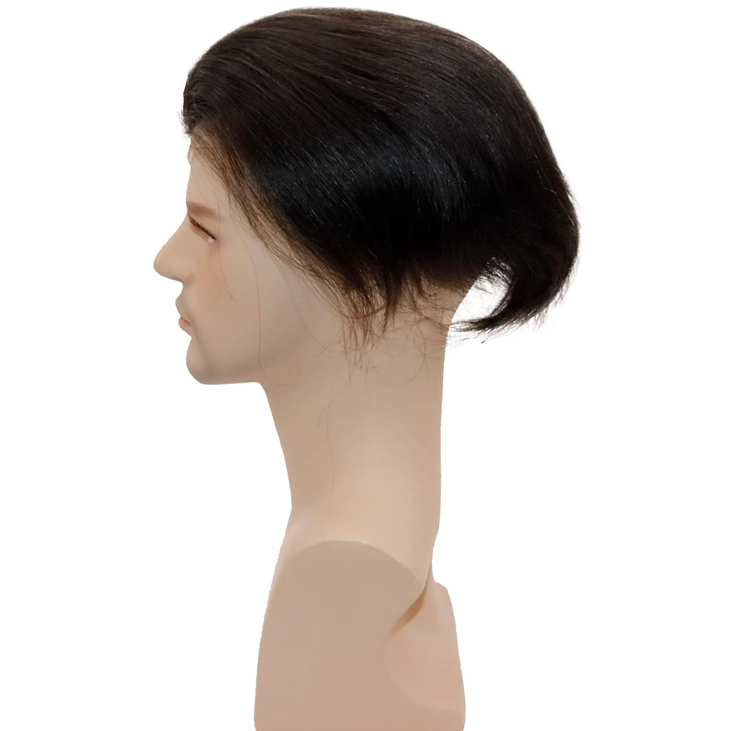 Men toupee Toupee for Men Wigs Hand Tied Swiss Lace Front with Monofilament and Poly Coating Around European Human Hair Replacement Systems Man Hairpiece 10x8 inches (#2 Darkest Brown Color)