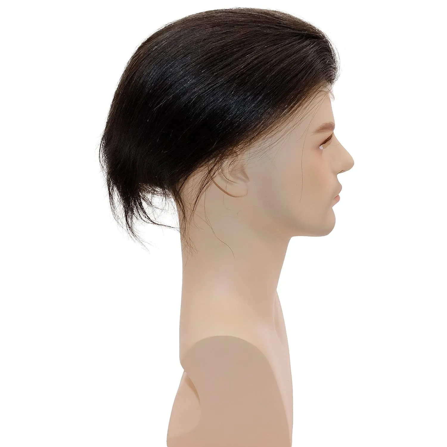Men toupee Toupee for Men Wigs Hand Tied Swiss Lace Front with Monofilament and Poly Coating Around European Human Hair Replacement Systems Man Hairpiece 10x8 inches (#2 Darkest Brown Color)
