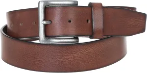 Mens 1.5 In. Solid Genuine Leather Belt Small Brown/silver