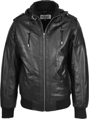 Men's Aviator Leather Jacket, XL, Black