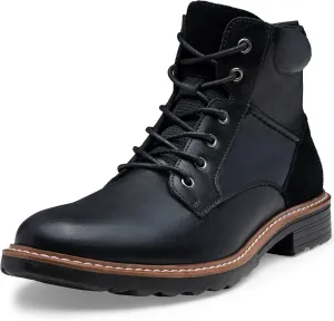 Men's Boots Casual Leather Motorcycle Dress Boots for Men Side Zipper
