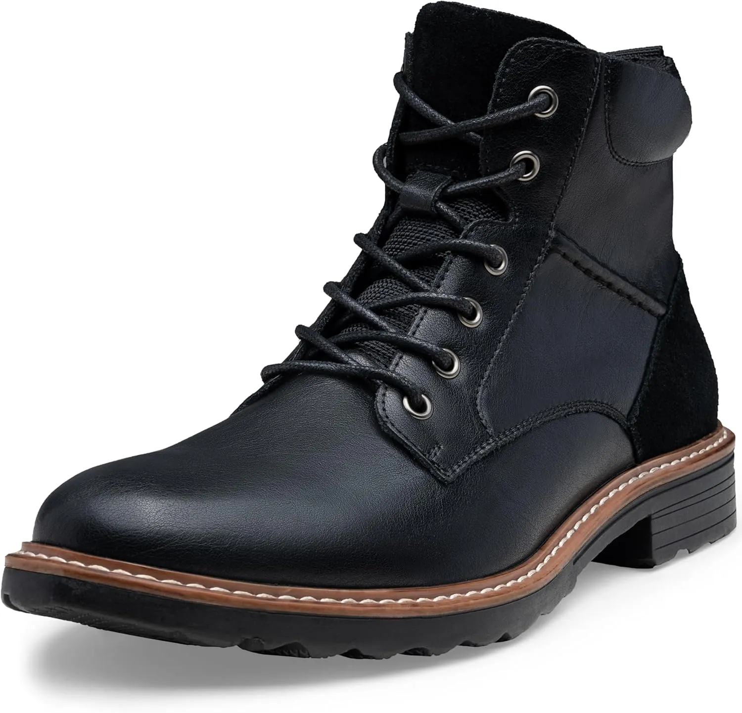 Men's Boots Casual Leather Motorcycle Dress Boots for Men Side Zipper