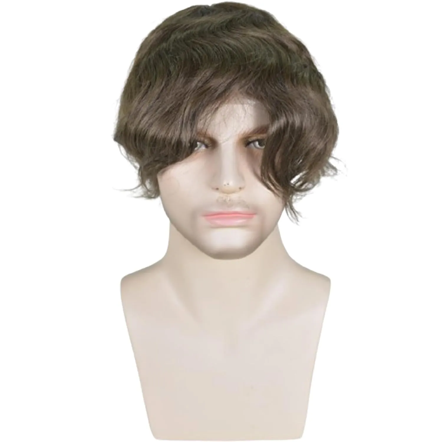 Men’s European Human Hair Toupee 9x7 Inch Swiss Lace with PU Skin Back Natural Hair Replacement System for Thinning Hair Straight Hairpiece (#4 Medium Brown Color, 9x7 INCH)