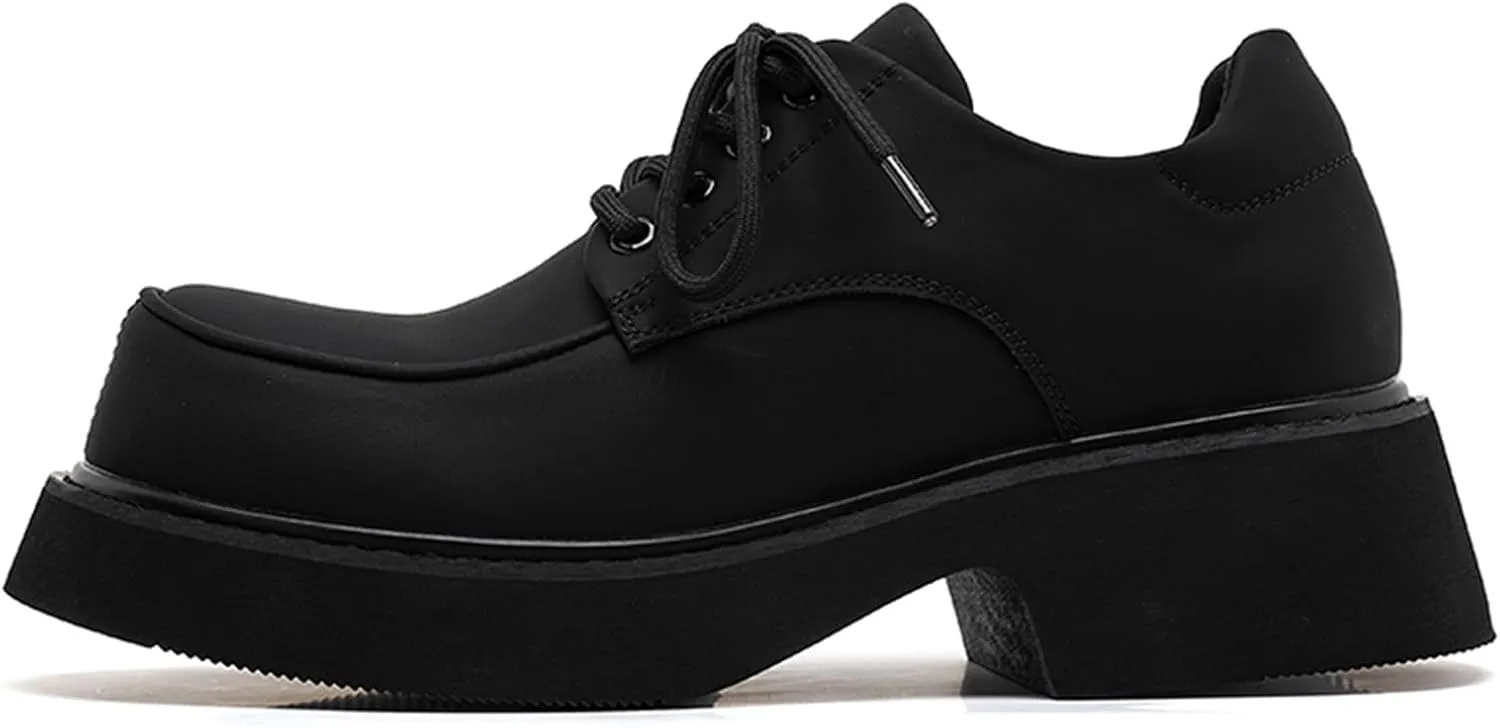 Men's Fashion Platform Genuine Leather Dress Shoes Height Boosting Chunky Oxfords Shoes Casual Party Dating Prom